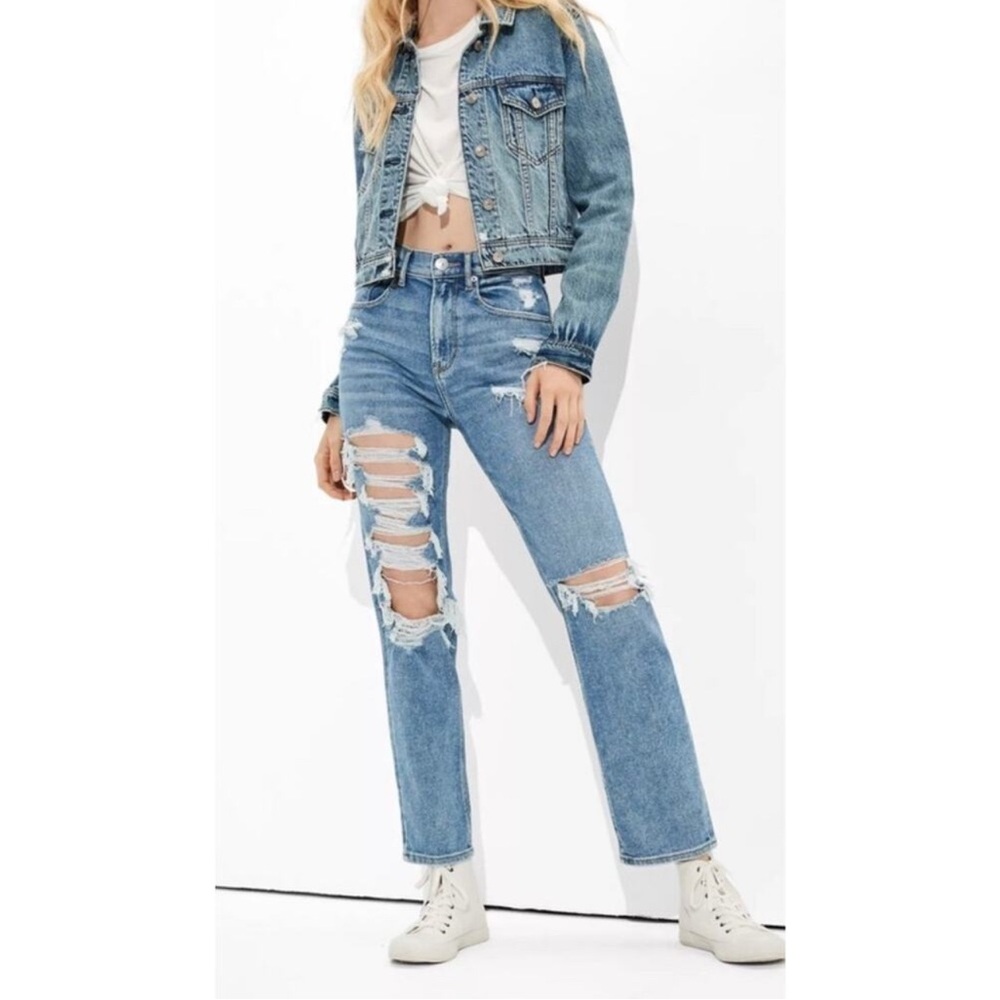 American Eagle Jeans Womens 8 Highest Rise 90s Boyfriend Distressed Festival Y2K